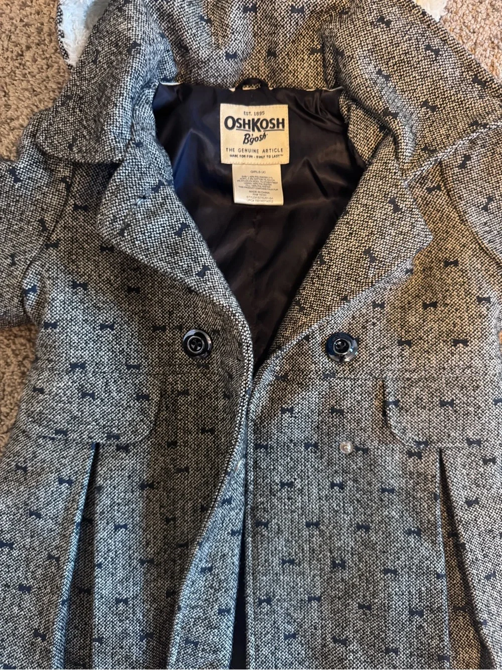 OshKosh B'gosh Girls Gray Hooded Peacoat